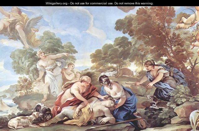 Frescoes in the gallery of the Palazzo Medici-Riccardi in Florence, scene of the death of Adonis - Luca Giordano
