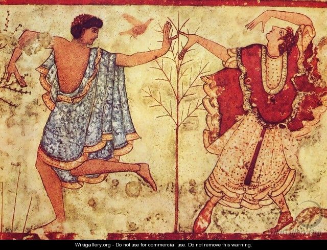 Two dancers, detail - Etruscan School