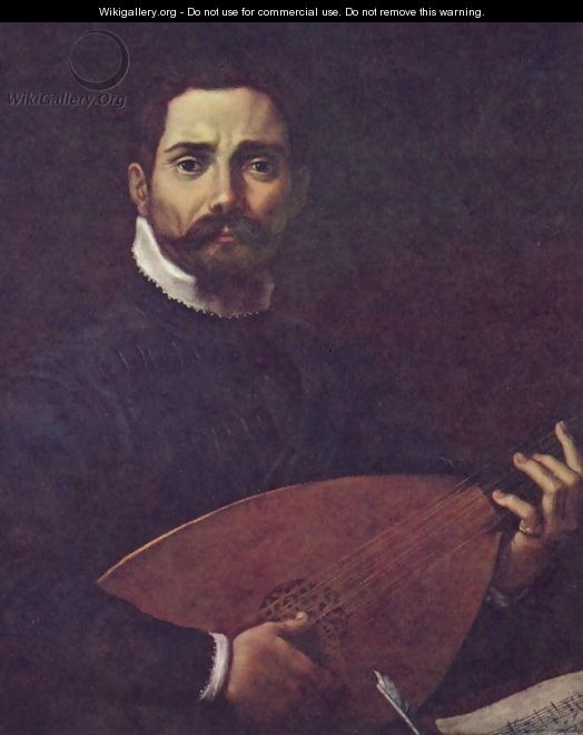 Portrait of Giovanni Gabrieli with lute - Annibale Carracci