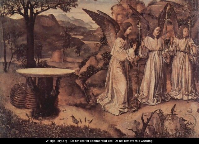 Appearance of three angels before Abraham, fragment - Antonello da Messina Messina