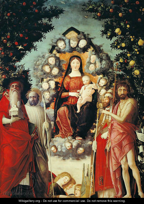 Madonna with saints, scene Mary with Child and Saints - Andrea Mantegna