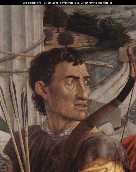 St. Sebastian, detail of head of one of the archers - Andrea Mantegna