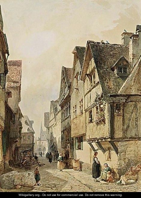 A Town View - Gustave Adolphe Simonau
