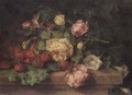 Still Life Of Roses And Strawberries - Margaretha Roosenboom
