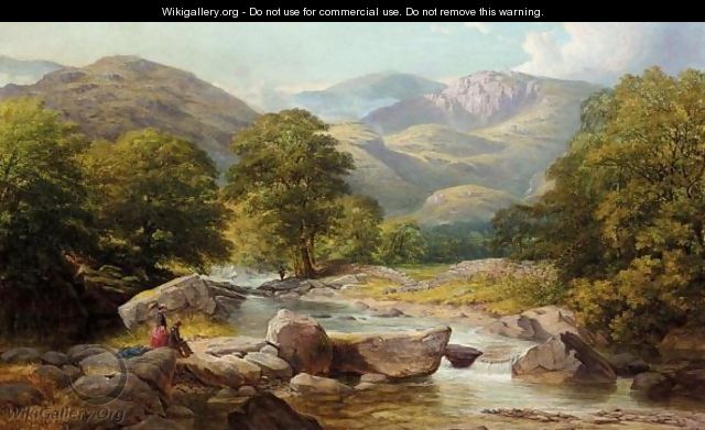 Sketching Beside A Mountain Stream In Westmorland - William Harold Cubley