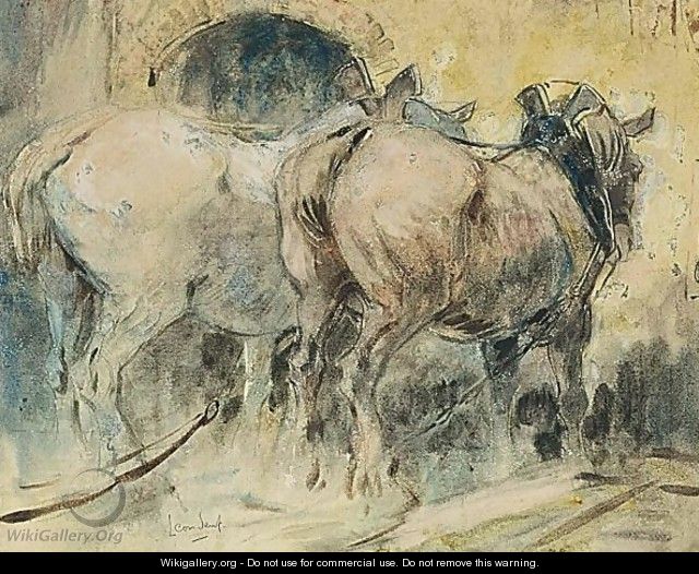 Horses Ploughing - Leon Senf