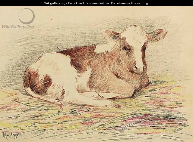 A Resting Calf - Hendricus Alexander Van Ingen