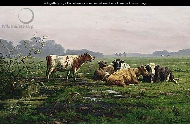 Cattle In A Landscape - Ary Cornelis Kooper