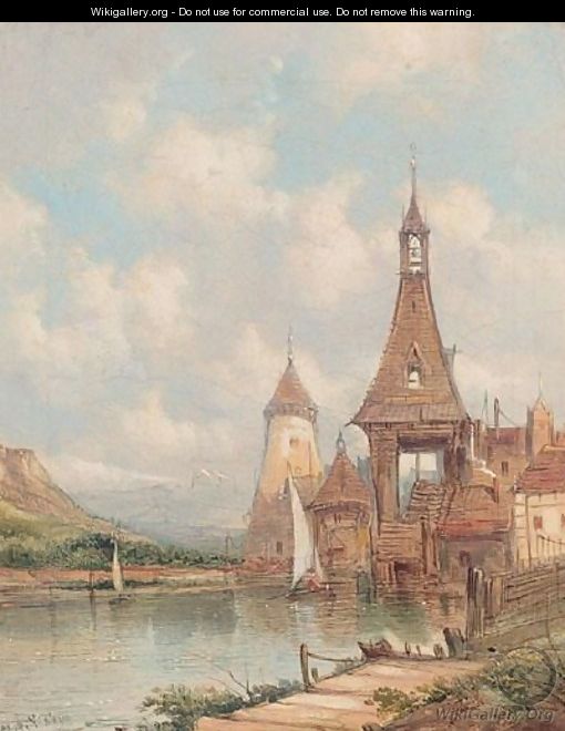 A Village On The Rhine - Alfred Vickers