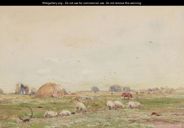 Landscape With Sheep - Claude Hayes