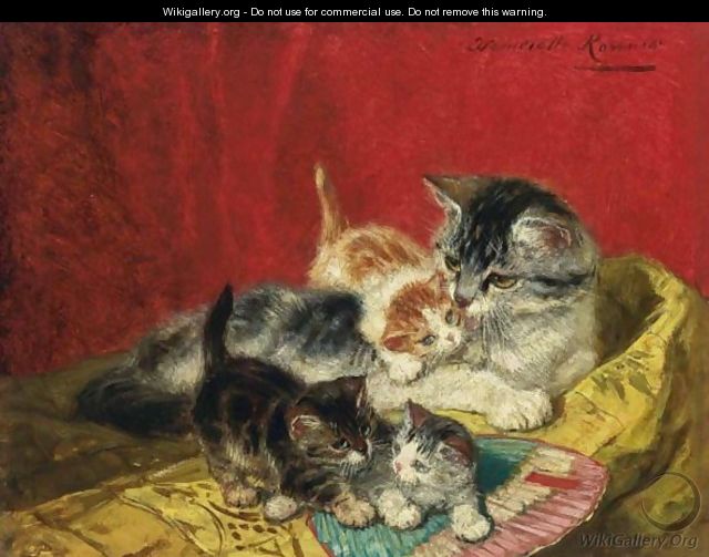 Kittens Playing With A Fan - Henriette Ronner-Knip