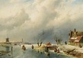 Skaters On A Frozen Waterway 2 - Charles Henri Leickert