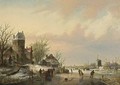 A Winter Landscape With Skaters Near A A'Koek En Zopie A' - Jan Jacob Coenraad Spohler