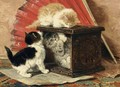 Three Kittens Playing By A Stove - Henriette Ronner-Knip