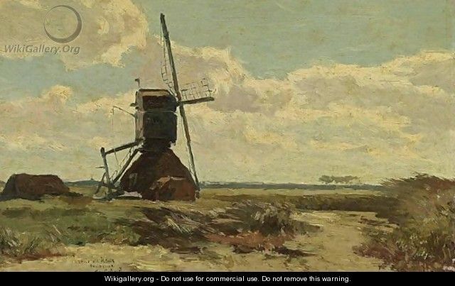 A Windmill In A Polder Landscape - Paul Joseph Constantine Gabriel