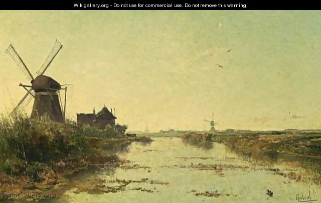 Windmills In A Polder Landscape 2 - Paul Joseph Constantine Gabriel