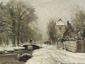 A Wintry Road Along A Waterway - Louis Apol