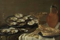 Still Life With Oysters, Jug And Tazza - Antwerp School