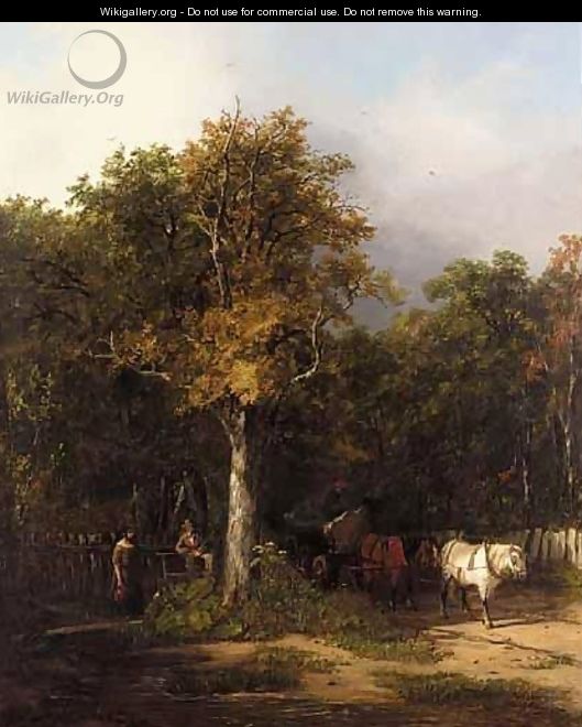 Horse And Cart On A Wooded Track - John Hilder