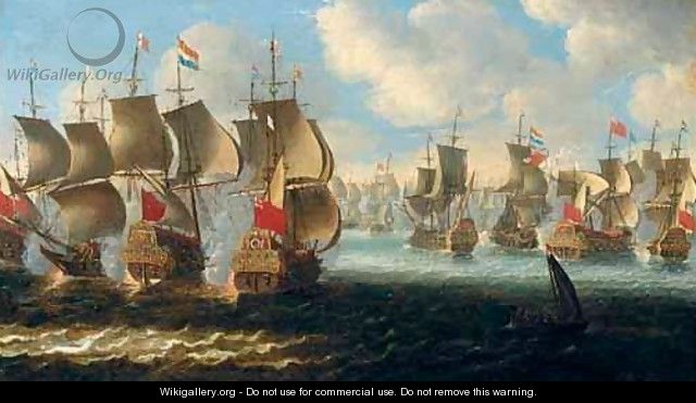 A Naval Engagement Between Dutch And English Ships - Dutch School