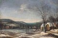 A Winter Landscape With Skaters On A Lake, A Village Beyond - (after) Daniel Van Heil