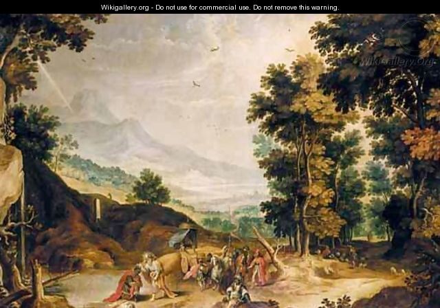 A River Landscape With Saint Philip Baptising The Moor - (after) Joos Or Josse De, The Younger Momper