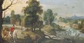 A River Landscape With A Horseman Leading A Pack Horse In The Foreground - (after) Sebastiaen Vrancx