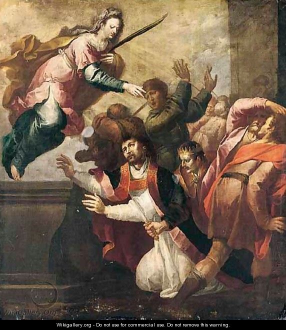 The Apparition Of Saint Leocadia To Saint Ildefonso In The Presence Of King Recesvinto - Spanish School