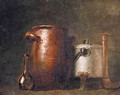 A Still Life With A Pot, A Saucepan, A Candlestick And A Vase - (after) Jean-Baptiste-Simeon Chardin