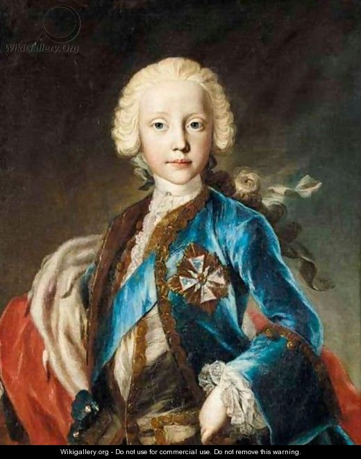 A Portrait Of Prince Franz Xavier Of Saxony (1730-1792), Half Length, Wearing A Blue Jacket And A Red Ermine-Lined Cloak - German School