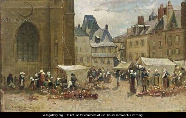 Market Day In A Town In Brittany - Louis Comfort Tiffany
