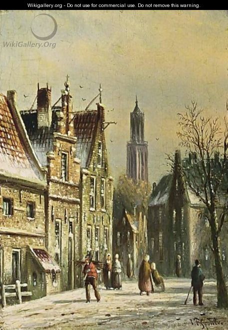 A Townscene In Winter, Utrecht - Johannes Franciscus Spohler