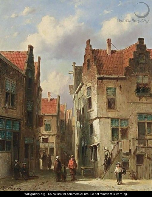 Villagers In The Streets Of A Dutch Town 5 - Pieter Gerard Vertin