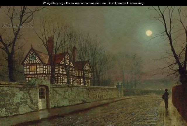A Cheshire Road By Moonlight - John Atkinson Grimshaw