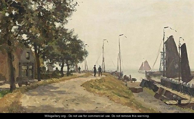 Figures Strolling On A Quay - Willem Bastiaan Tholen