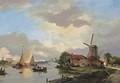 A Summer Landscape With Ships In A Waterway - Adrianus David Hilleveld