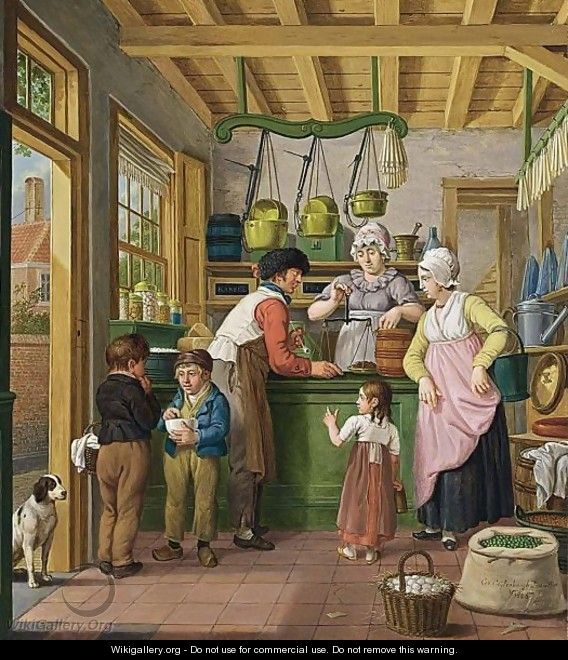 At The Grocery Shop - Cornelis Van Cuylenburgh