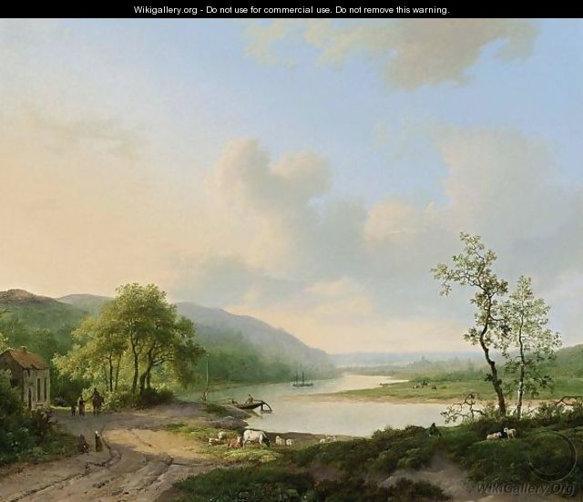 An Extensive River Landscape - Marianus Adrianus Koekkoek