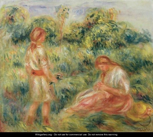 Deux Jeunes Femmes Dans Un Paysage - Pierre Auguste Renoir