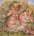 Deux Femmes Avec Des Chapeaux A Fleurs - Pierre Auguste Renoir