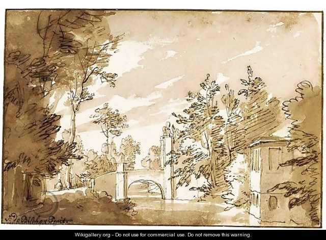 Landscape With A Bridge Over A Canal The Entrance To The House Of Werve, Near Rijswijk - Jan de Bisschop