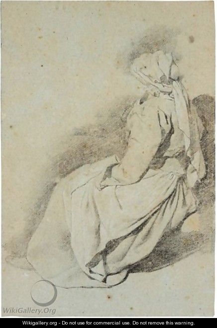 Study Of A Seated Woman, Seen From The Side - Cornelis (Pietersz.) Bega