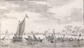 River Landscape With Fishermen In Their Boats - Jan van Goyen
