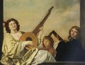 An Elegant Couple Playing A Theorbo-Lute And A Lute Together With A Boy Singing - Isaac Mijtens