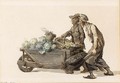 Two Market-Vendors Wheeling A Barrow Full Of Cabbages - Christoffel Meijer