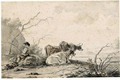 Landscape With Herdsman And Cows Resting - Jacob van Strij