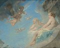 Reclining Nudes On Clouds Together With Putti - (after) Francois Boucher