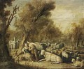 A Pastoral Landscape With An Amourous Couple And Their Flock Of Cows, Sheep And Goats - (after) Cornelis Saftleven