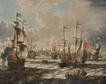 A View Of The Roads Of Antwerp With Men-'O-War In A Gale - Peter van den Velde