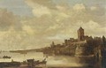 Nijmegen A View Of The Valkhof Seen From Across The River Rhine, With A Ferry In The Foreground - (after) Jan Van Goyen